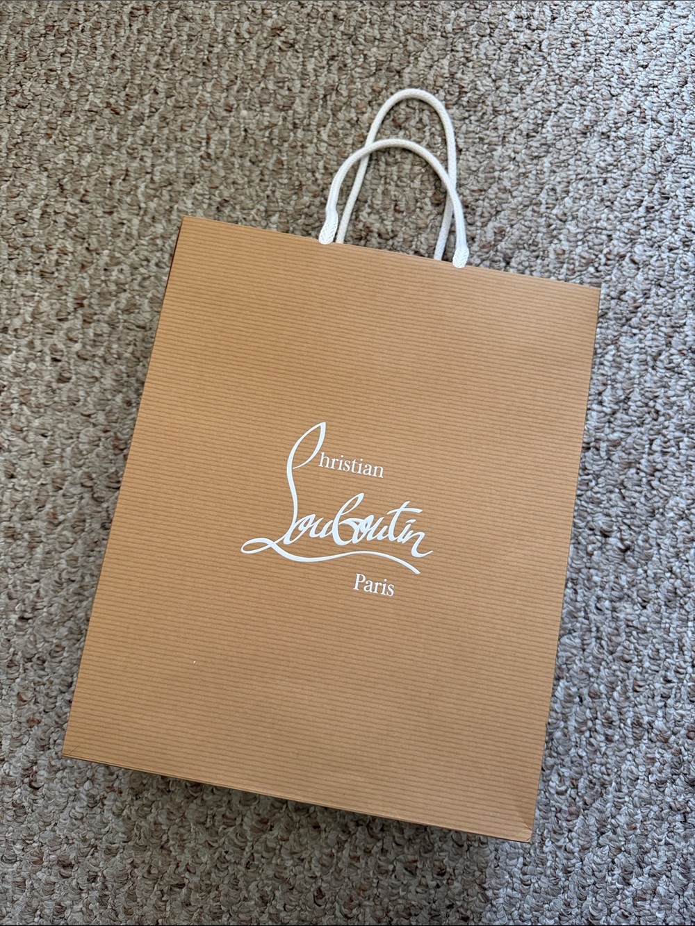 Christian Louboutin Tan Paper gift Shopping Bag with White Logo
